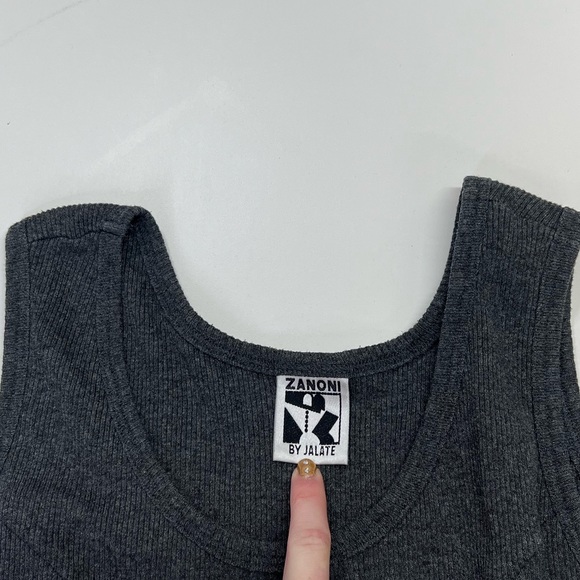 Vintage 90s Zaloni by Jalate Ribbed Tank Swing Dress Size Small Gray - Picture 4 of 13
